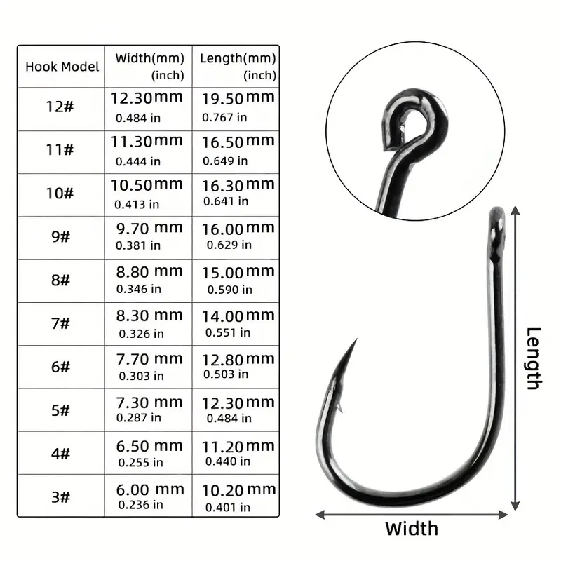 Premium Fishing Hook Set Sharp Black Jigs Single Circle High - Temu