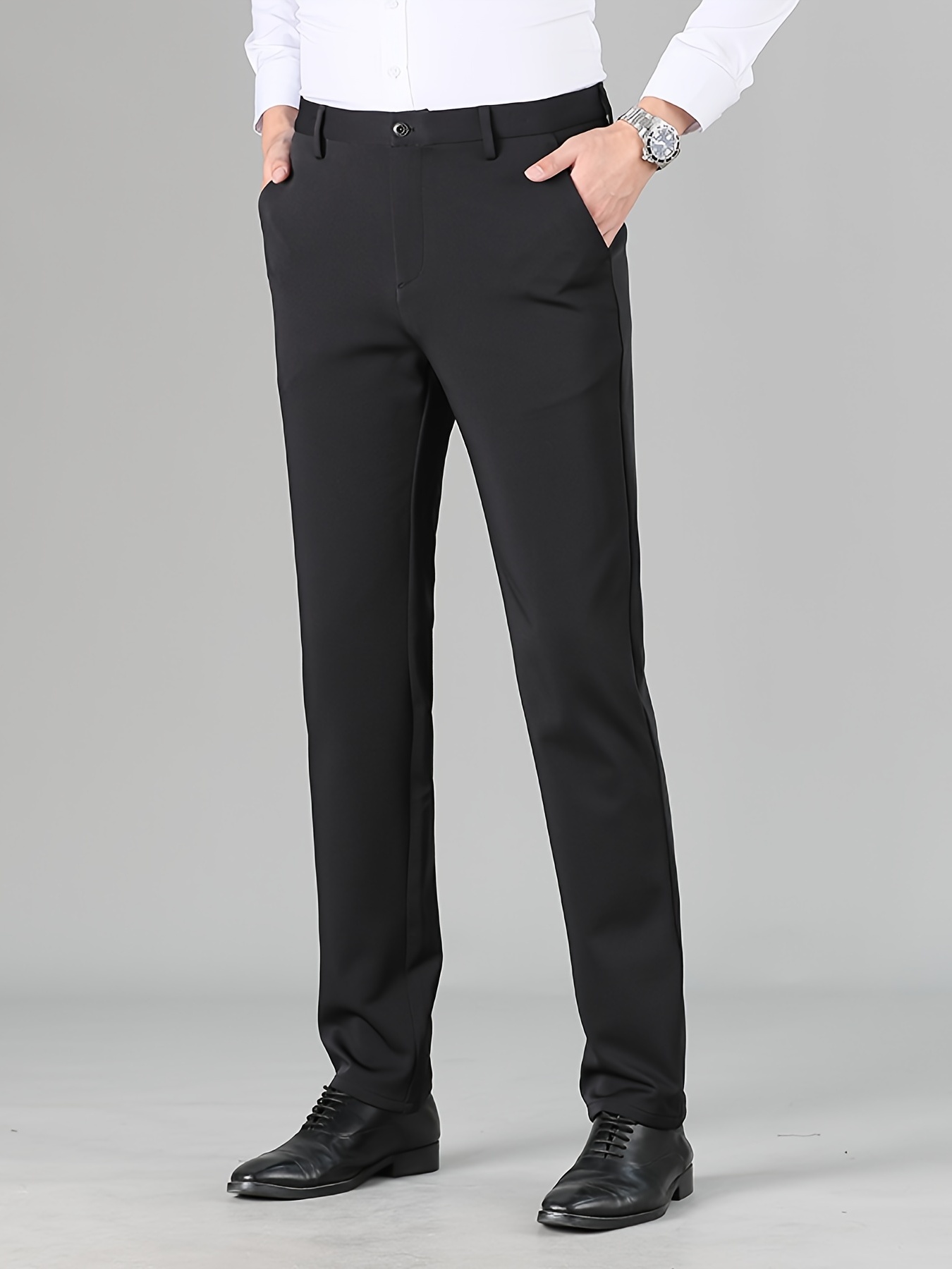 Men's Casual Black Suit Pants - Temu