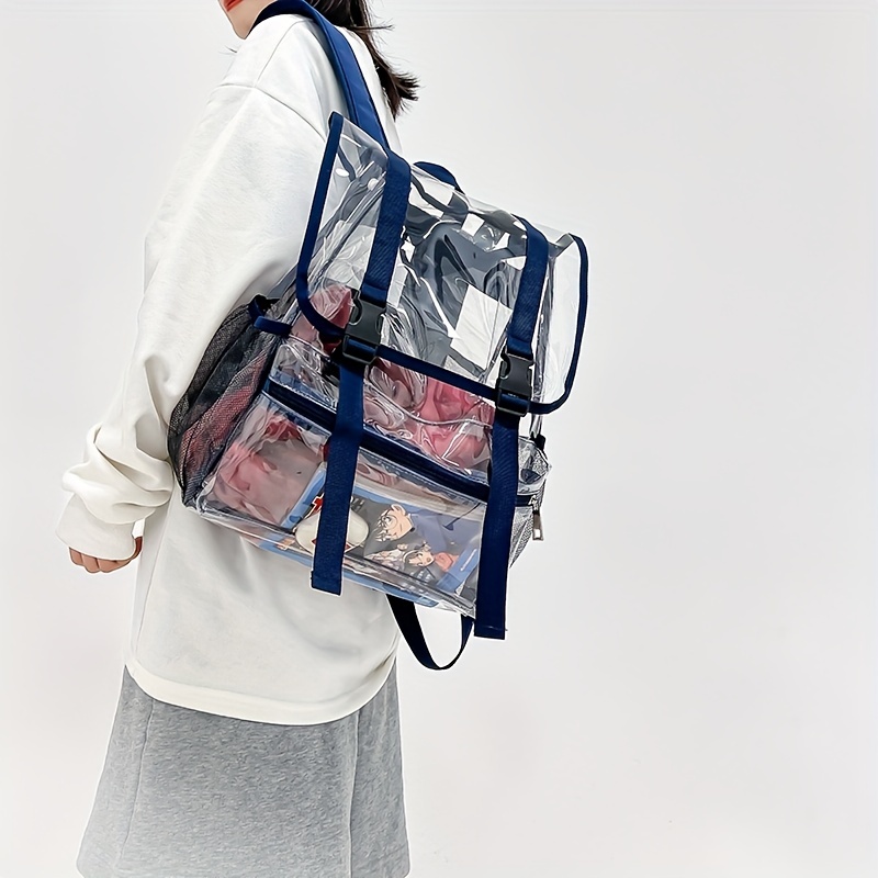 Clear Flap Backpack Waterproof PVC Daypack