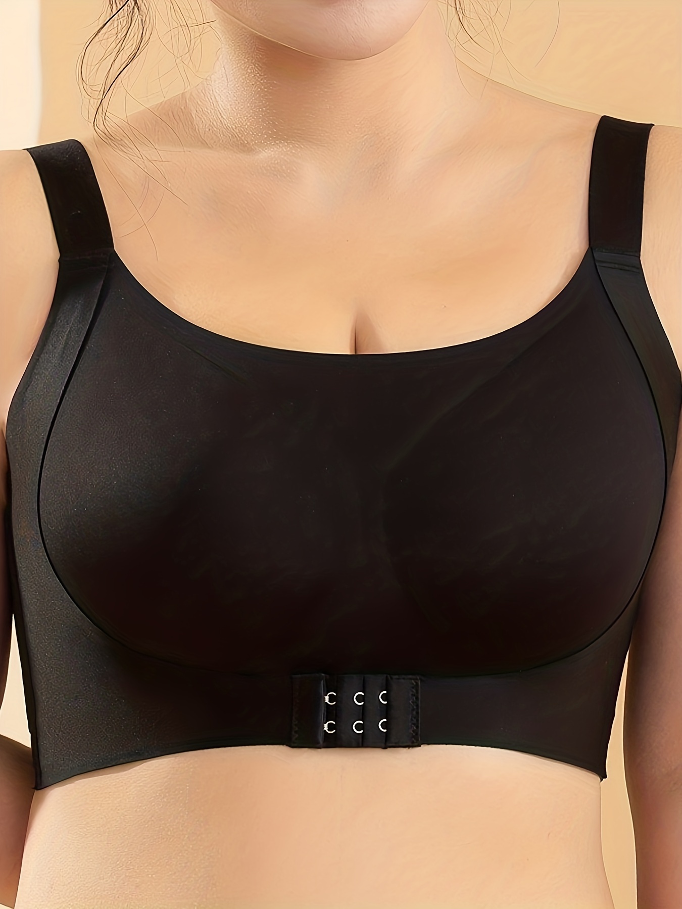 Plus Size Sporty Bra Women's Plus Solid Zipper Open Front - Temu