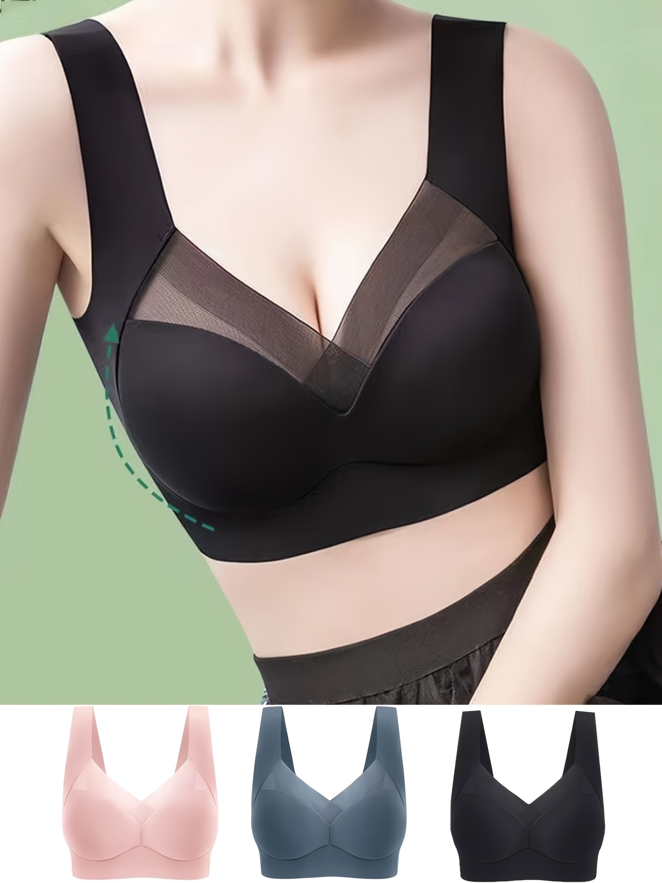 Seamless Wireless Bra Comfy & Breathable Thin Cup Bra Women's Lingerie &  Underwear 