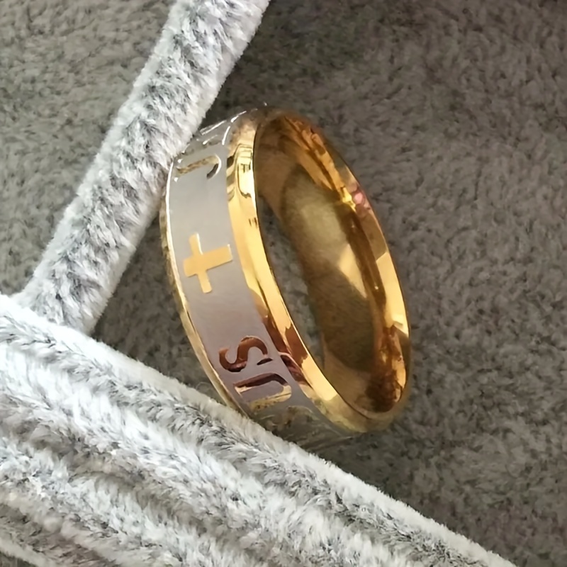 Bague Croix Du Sacré-Cœur De Jésus En Acier Inoxydable Pour Homme, Style Punk-gothique, Hypoallergénique