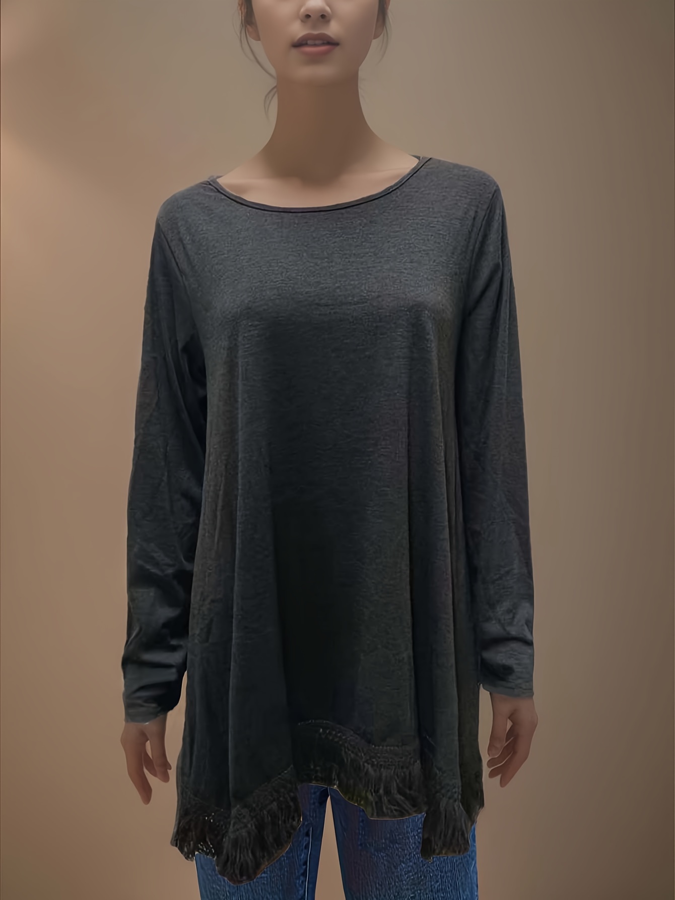 Camiseta casual plus size blusa feminina plus size sólida - Temu