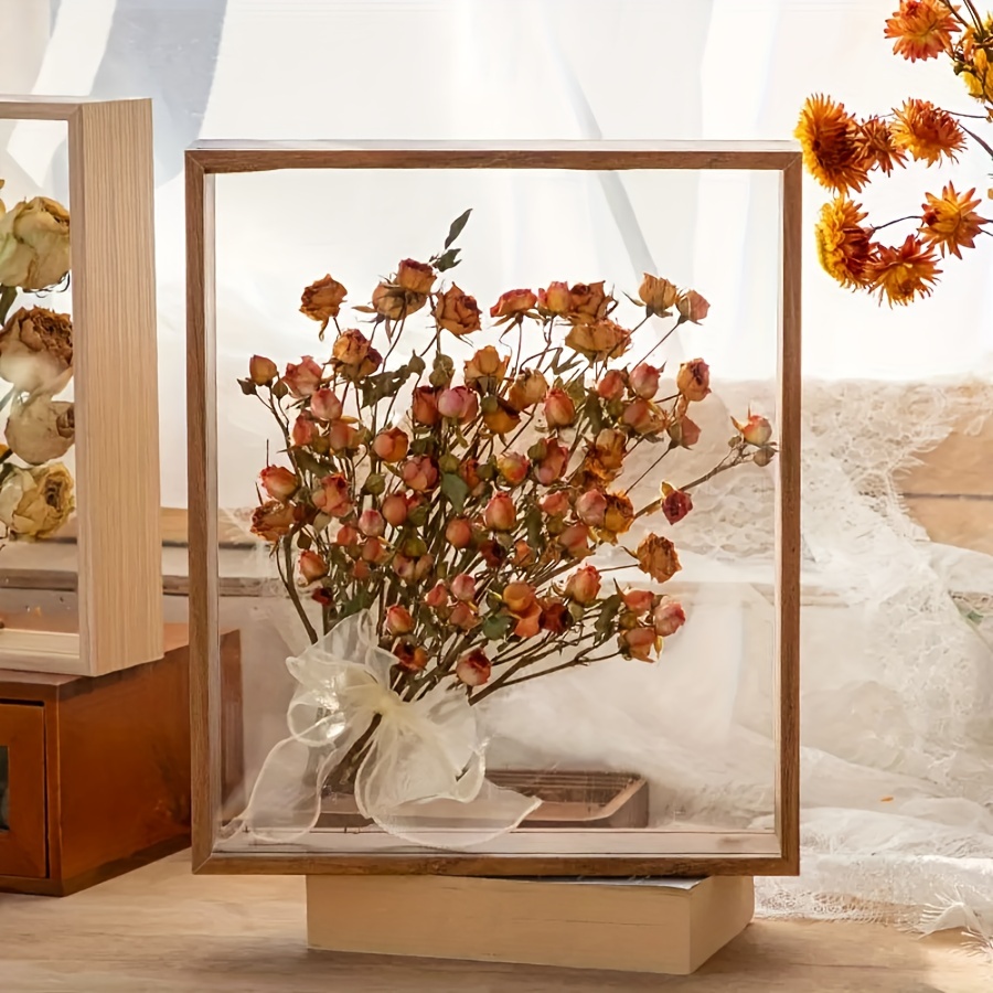 Brass Glass Photo Frame Desktop Decoration Dried Flower - Temu