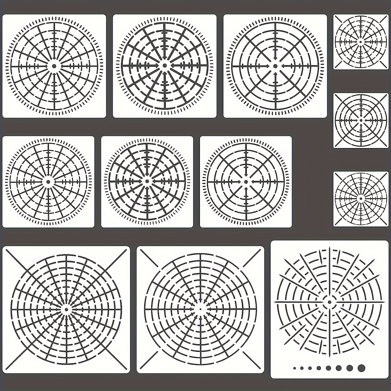 Mandala Dot Painting Tool Stencils Template Set, 8/12/16 Segment