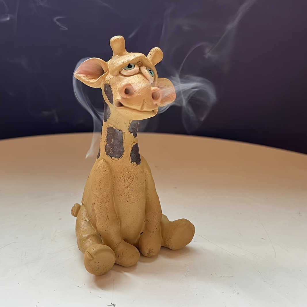 Image of 1pc Resin Giraffe Incense Holder - Handcrafted Bohemian Decor - Guardian Elf Burner For Living Room, Study & Office - Air Purifying, Calming , Unique Cute Ornament