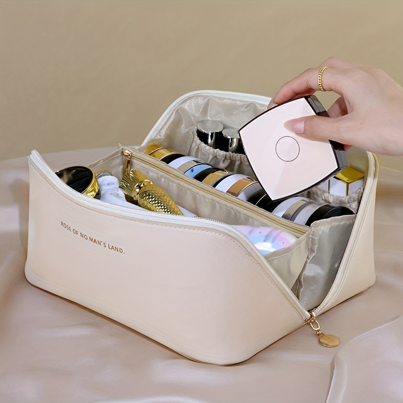 Minimalist Plaid Pattern Cosmetic Bag, Solid Color Zipper Makeup Bag, Travel  Toiletry Wash Bag - Temu Israel