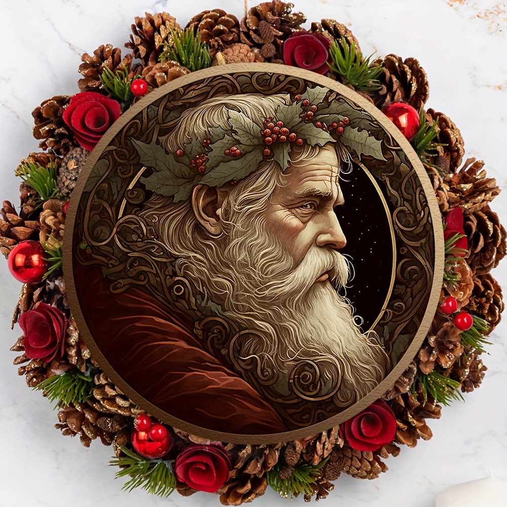 Vintage Art Nouveau Santa Claus Wreath Sign Winter Rustic - Temu