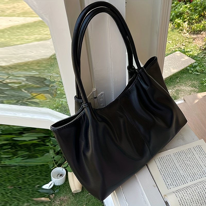 Simple black leather on sale tote