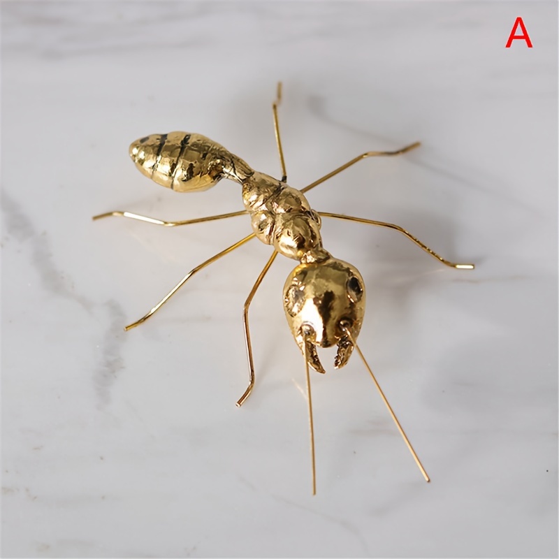 1pc Decorative Metal Handicraft Golden Ant Ornament For Art Decor