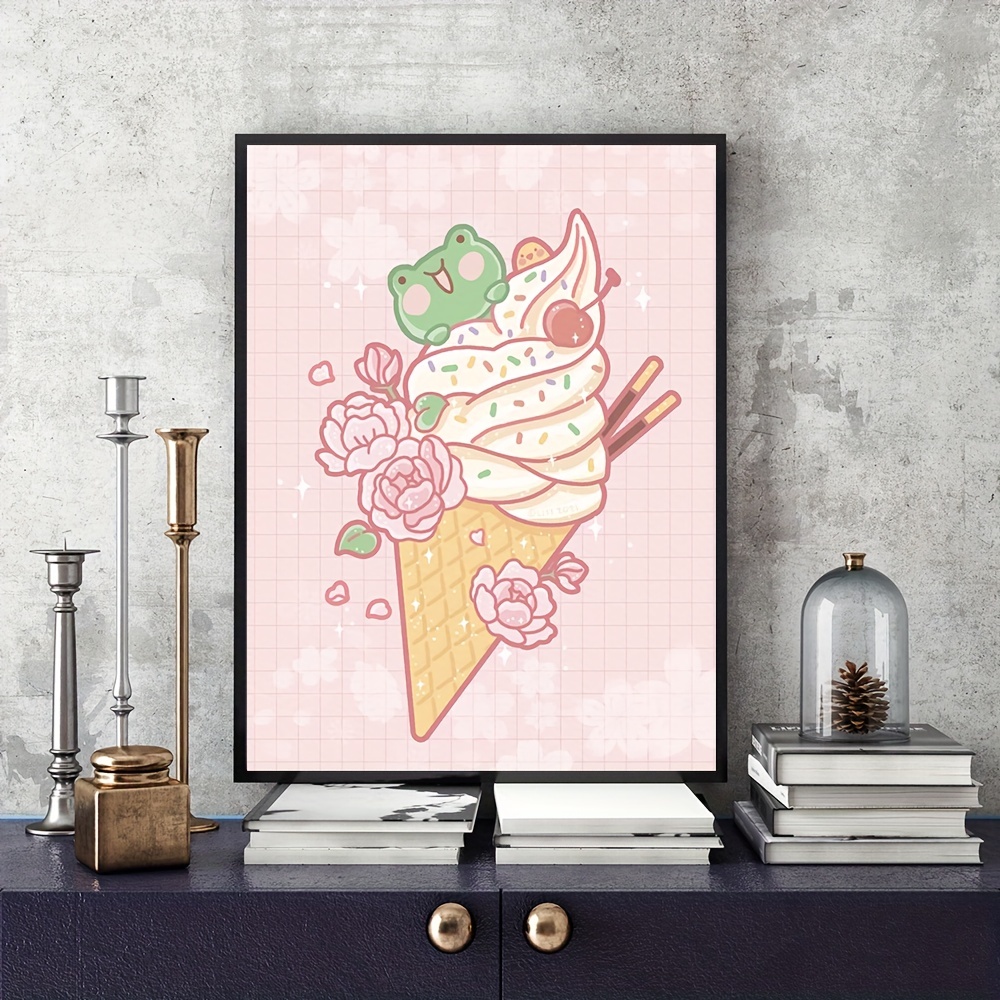 Frog Ice Cream Wall Art Painting Background Cute Kawaii - Temu