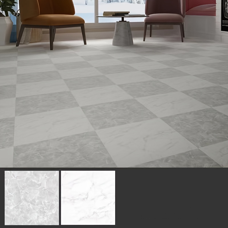 5 Pcs/set Gray Tile Floor Stickers, 7.8*7.8 Inches, Pvc Self