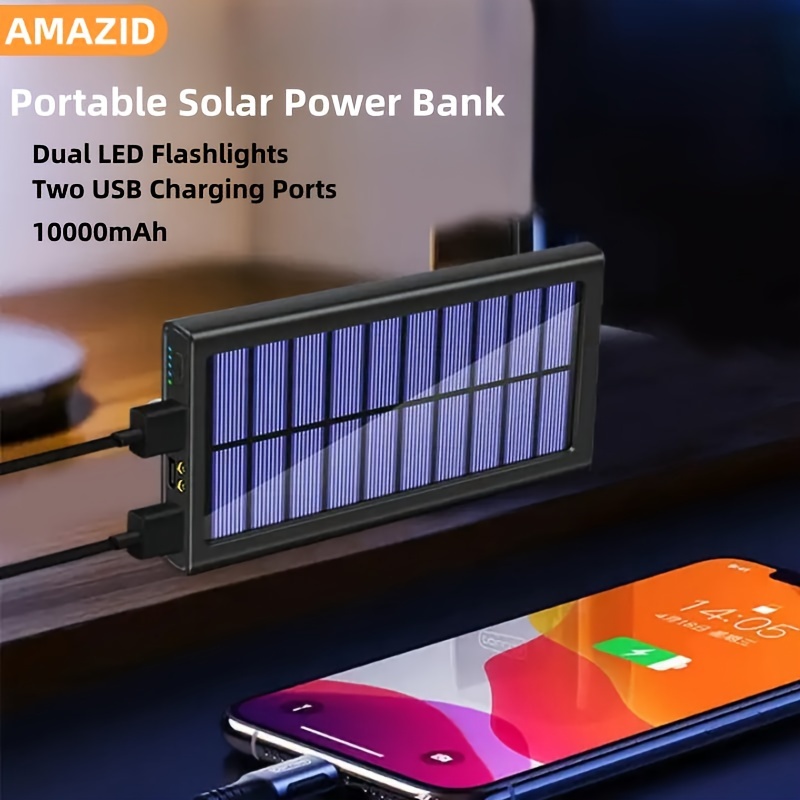 Cargador solar 20000mAh Banco de energía solar impermeable portátil  cargador de batería de reserva externo incorporado dual USB/linterna para  todos