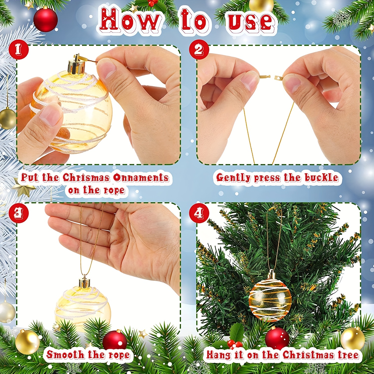 Ornament Hooks Christmas Ornaments Hanger String Golden - Temu