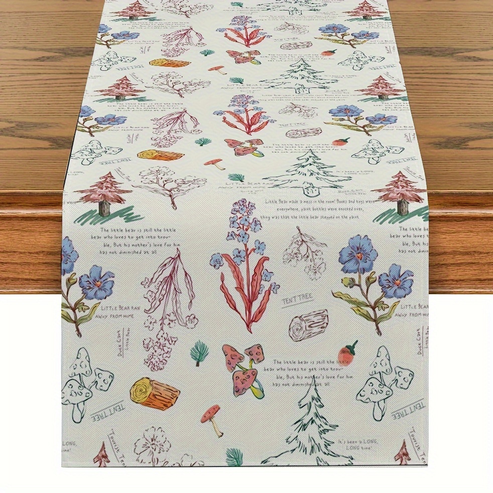 Polyester Table Runner, Cartoon Style Dinosaur Pattern Table Runner,  Decorative Mountain Map Household Table Cover, Holiday Desktop Decoration  Fabric Table Runner, Home Decoration, Dining Table Decor, Room Decor - Temu