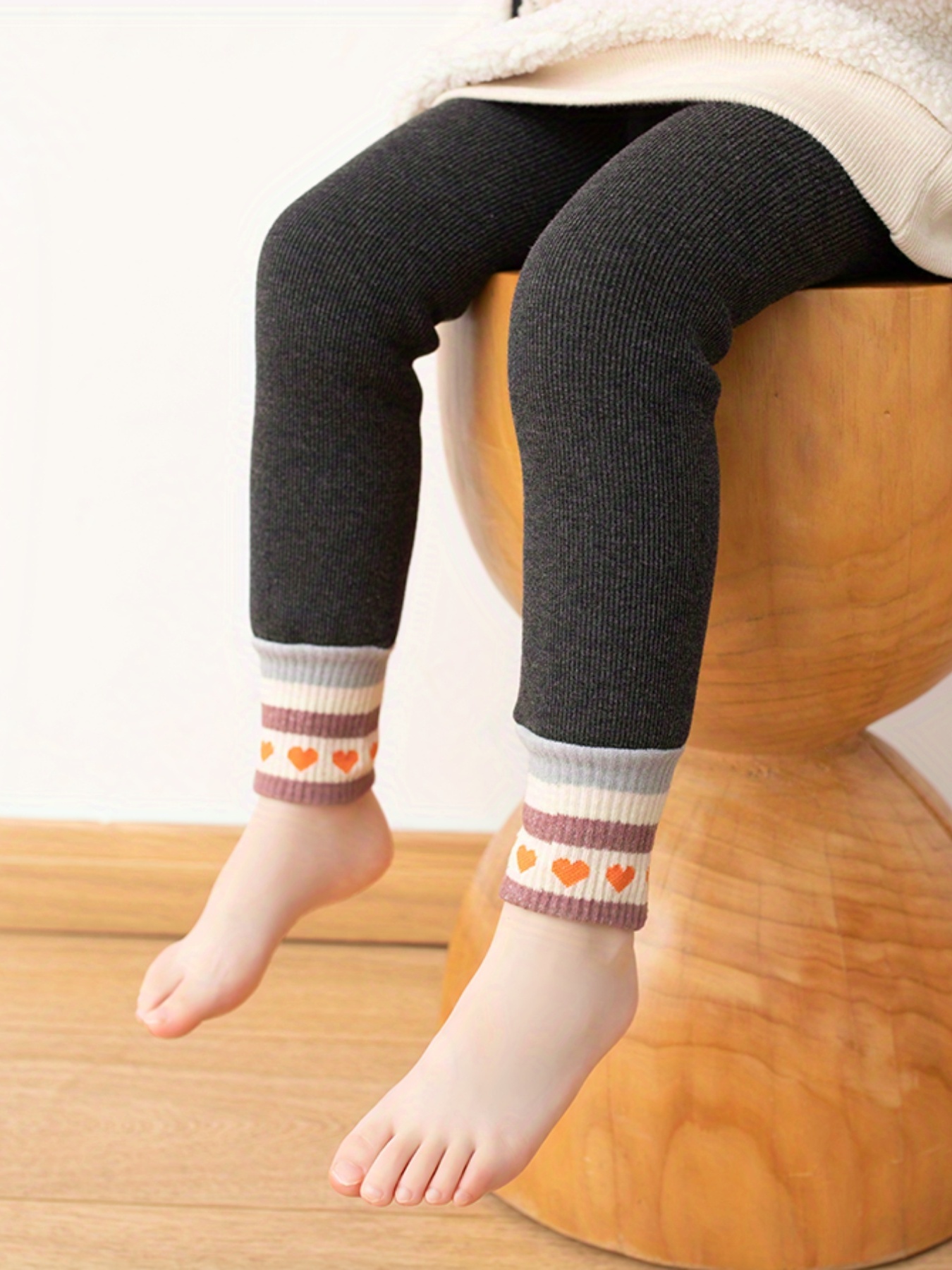 Girls Fleece Warm Winter Stretch Soft Leggings Stripes - Temu