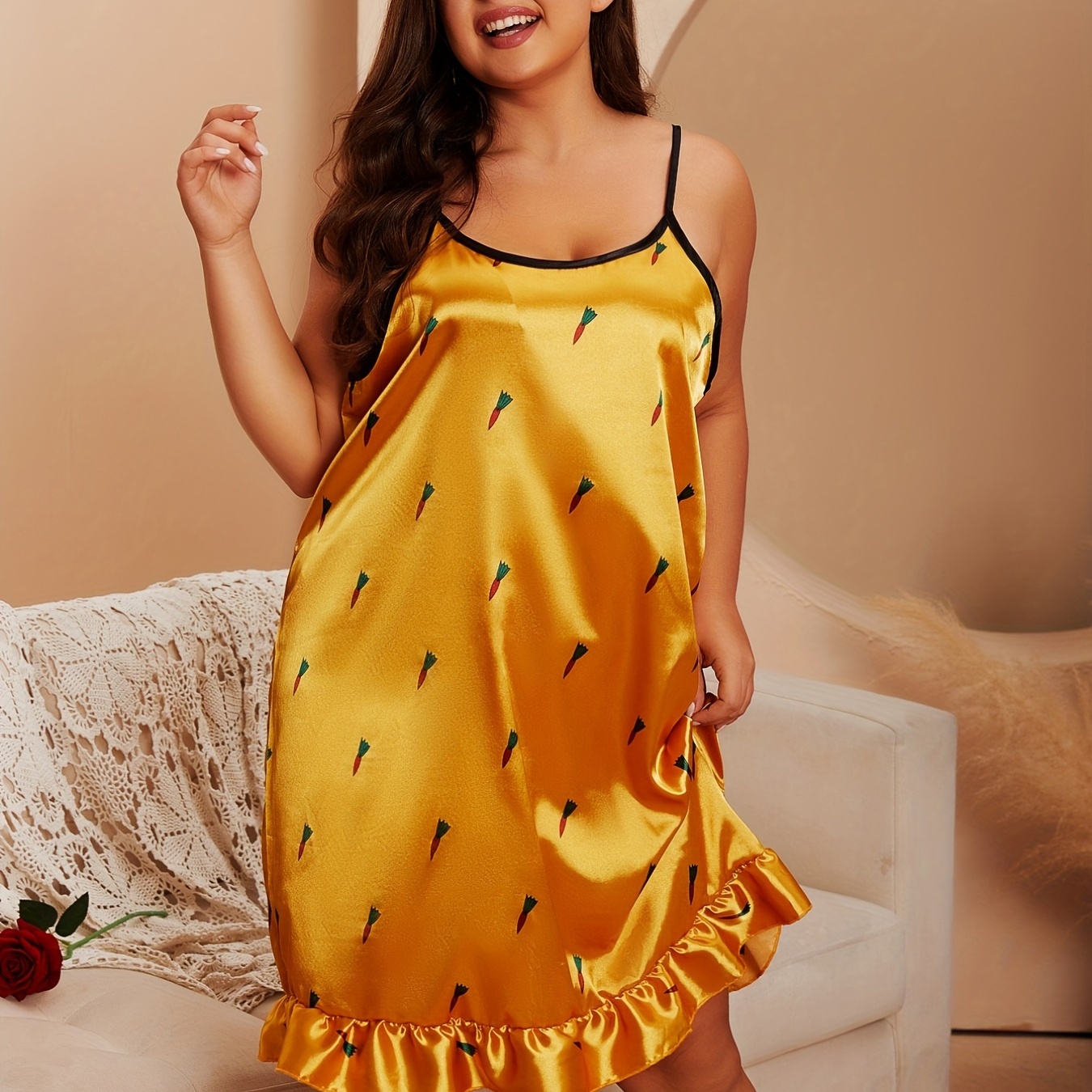 Yellow silk nightgown hot sale