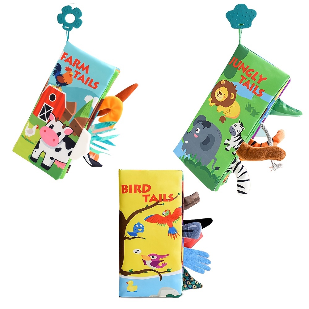  Jollybaby Baby Cloth Books, Touch & Feel Crinkle Soft Books,  for Infants Babies, Toddler Early Educational Interactive Stroller Toys,  Baby Girl & Boy Gift(Dinosaur Tails) : Toys & Games