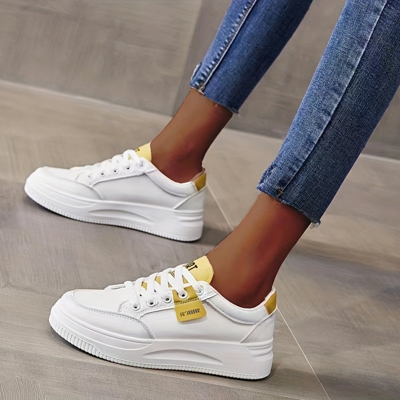 Women's Trendy Wedge Heel Sneakers Classic Solid Color - Temu Canada