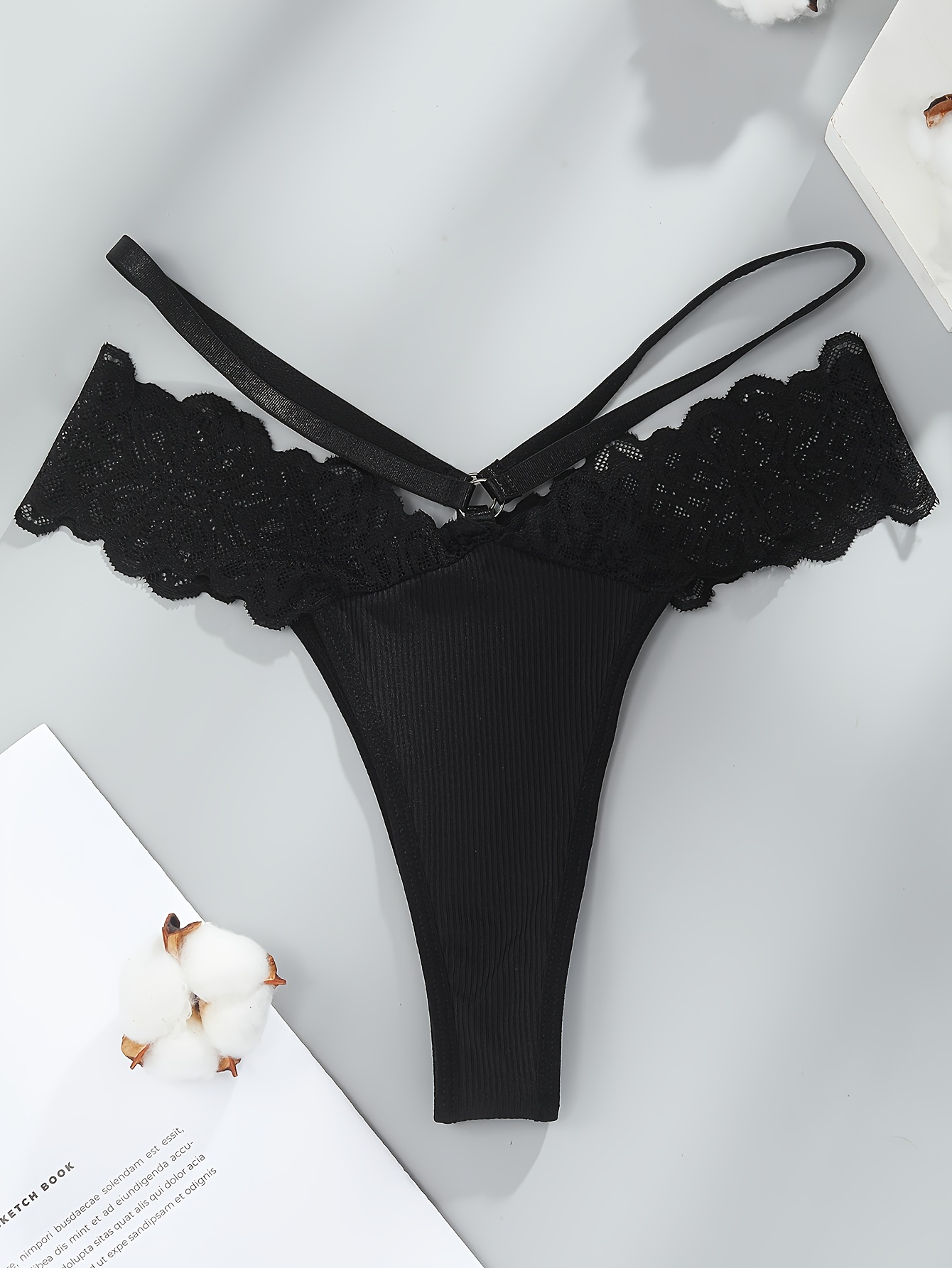 Lace Stitching Thongs Comfy Hollow Stretchy Intimates - Temu