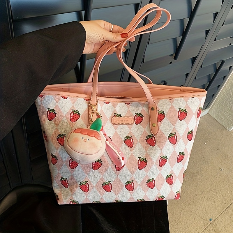 Fruit Print Leather Crossbody Bag In Strawberry