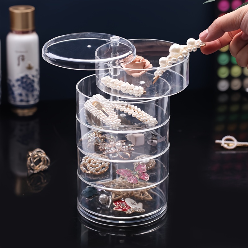 Jewelry Organizer, Small Jewelry Box Earring Holder for Women, Jewelry  Storage Box 4-Layer Rotatable Jewelry Accessory Storage Tray with Lid for  Rings Bracelets 