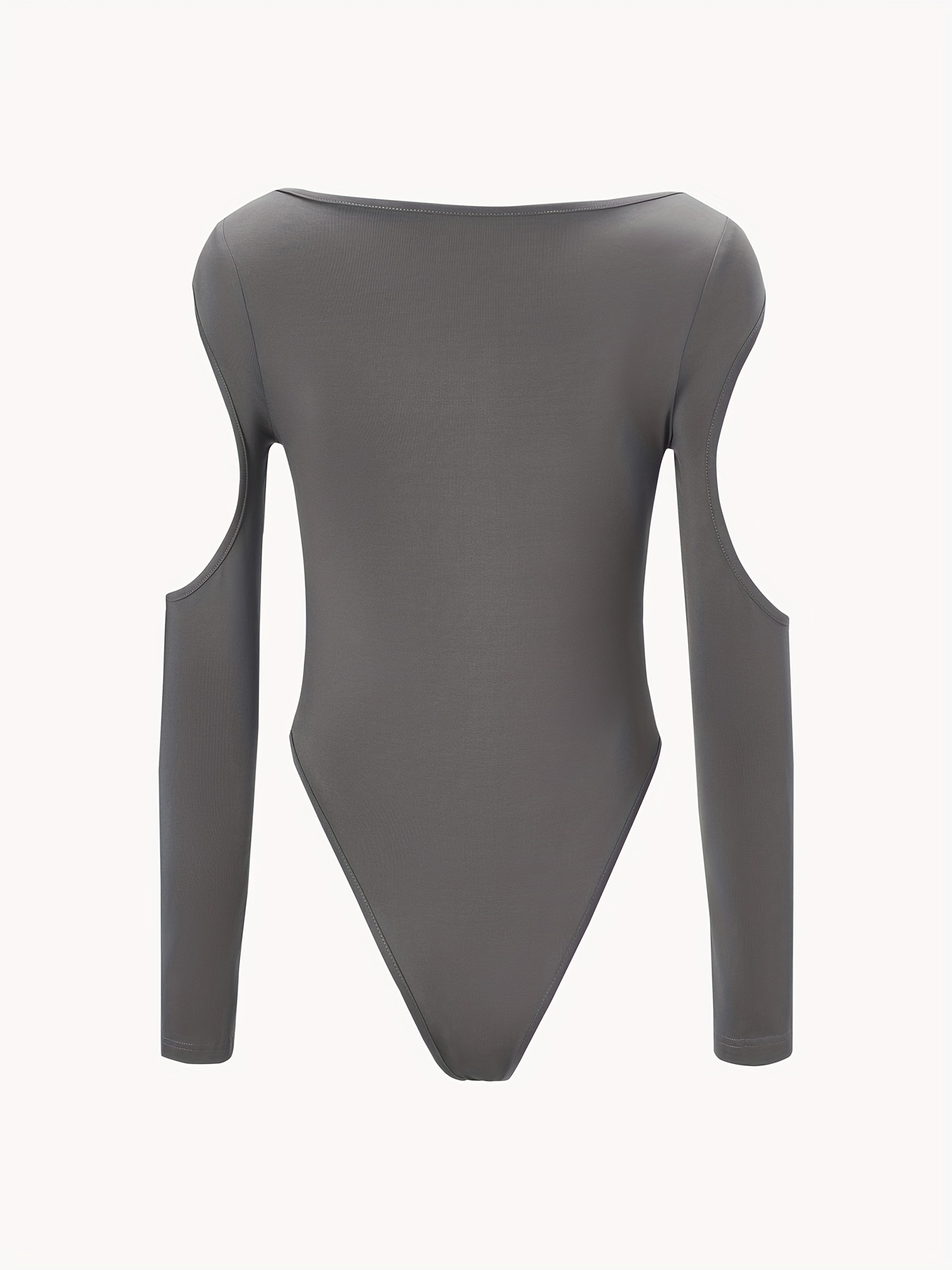 Solid Boat Neck Bodysuit Women Long Sleeve Thong Basic - Temu