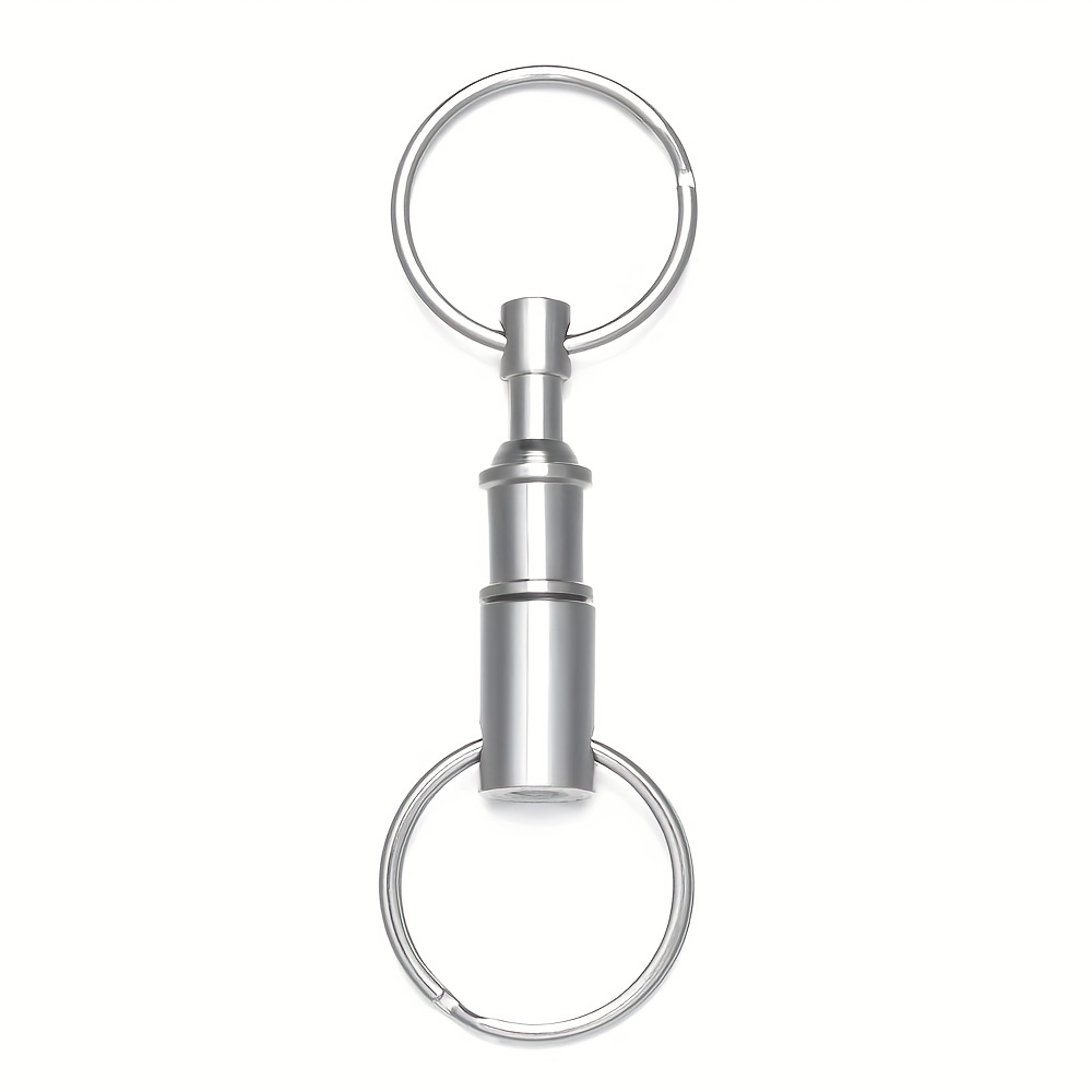 2PCS Titanium Quick Release Keychain EDC Heavy Duty Key Ring Detachable  Pull Apart Key Ring, Silver