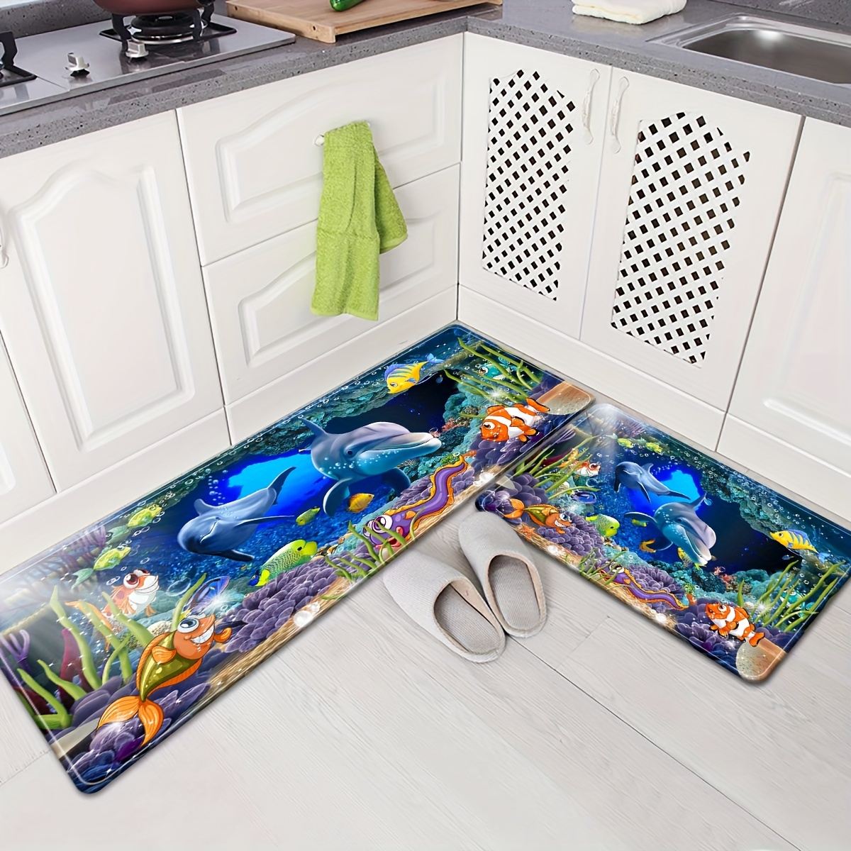 Ocean Themed Area Rug Soft Non-slip Shaggy Floor Carpet Runner