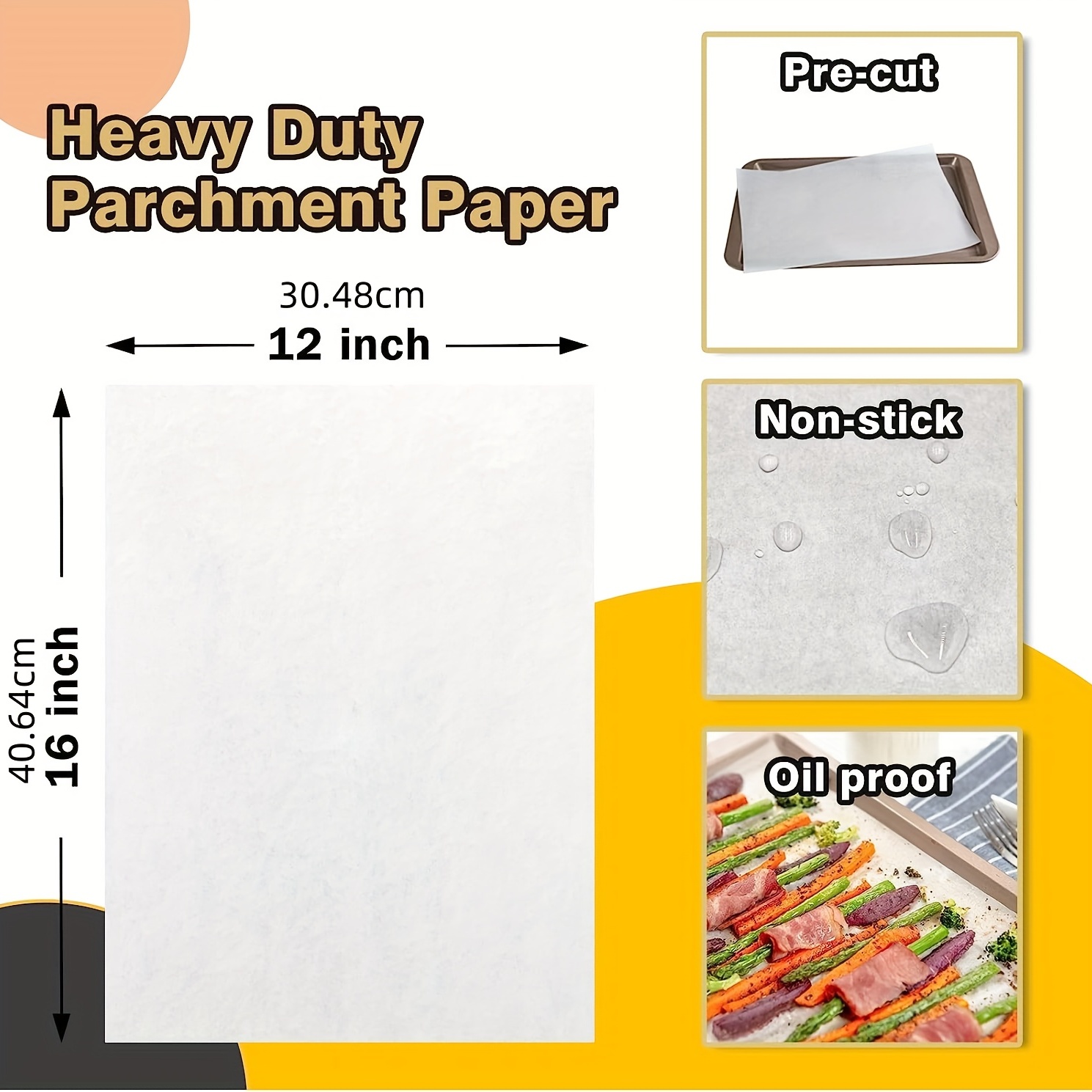 Katbite 300 Sheets 12x16 In Parchment Paper, Heavy Duty Baking Paper