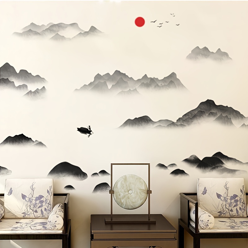 Autocollants Muraux De Peinture À Lencre De Style Chinois