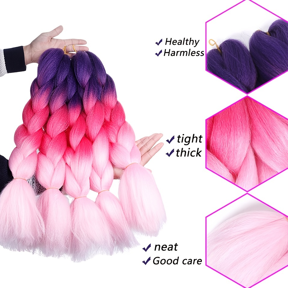 Ombre Color Synthetic Jumbo Braid Hair Extensions Women - Temu