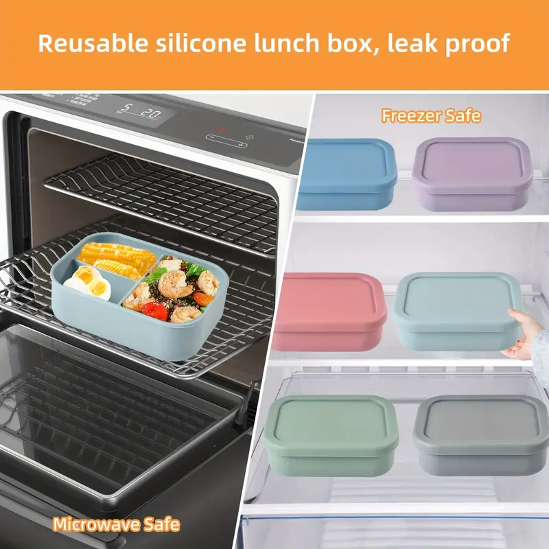 Leak proof Silicone Bento Box For Kids No Bpas No Chemical - Temu