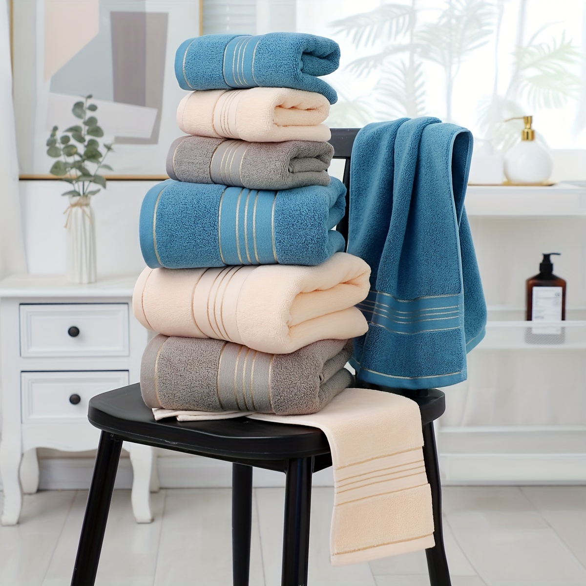 

1pc Cotton Thickened Water-absorbing, 1pc Hand Towel Or 1pc Bath Towel Or 2pc Set, Bathroom Accessories, New Year Gift