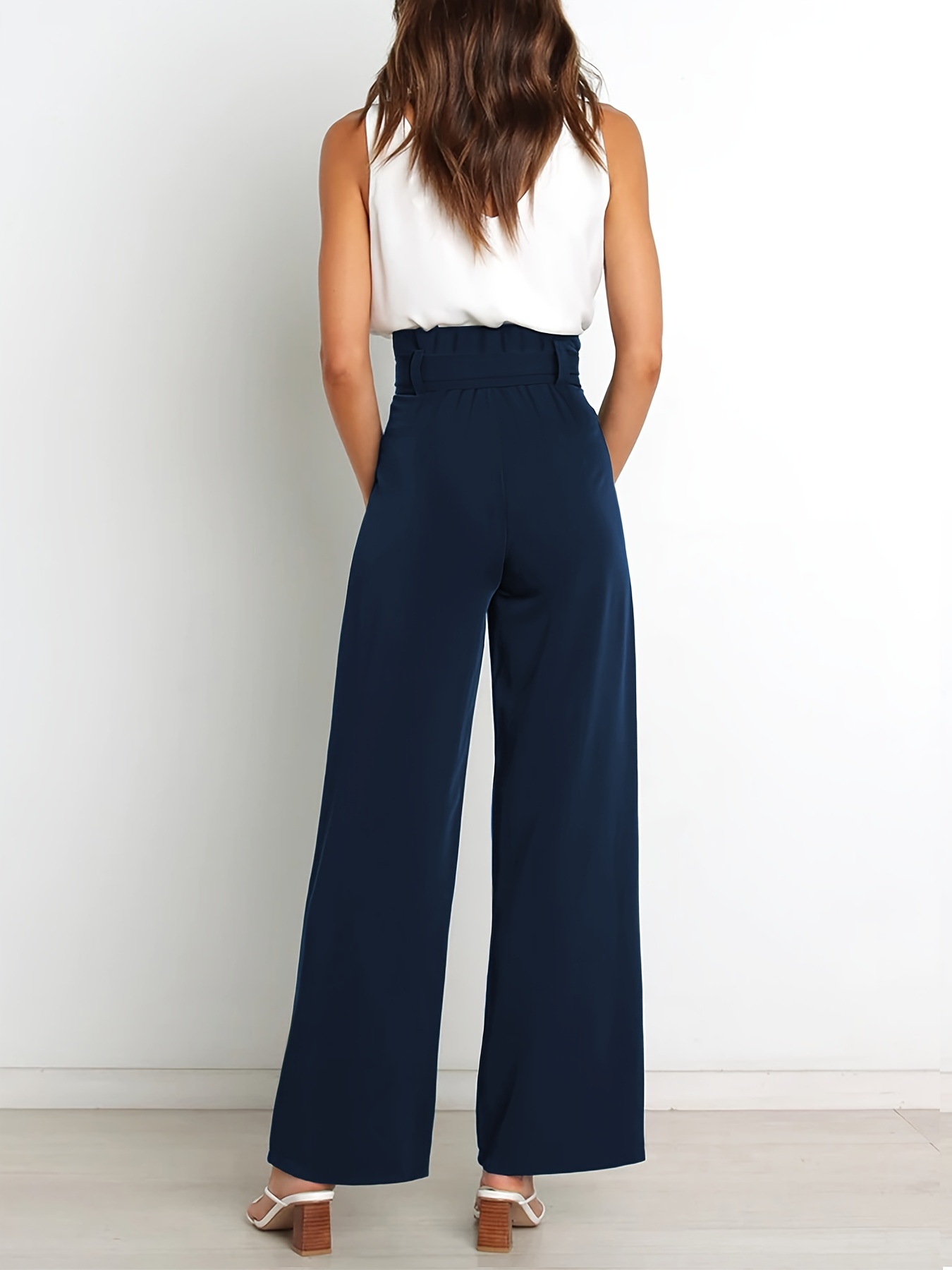 Fashion Women Casual Wide Leg Trousers Straight Trousers Loose Long Pants
