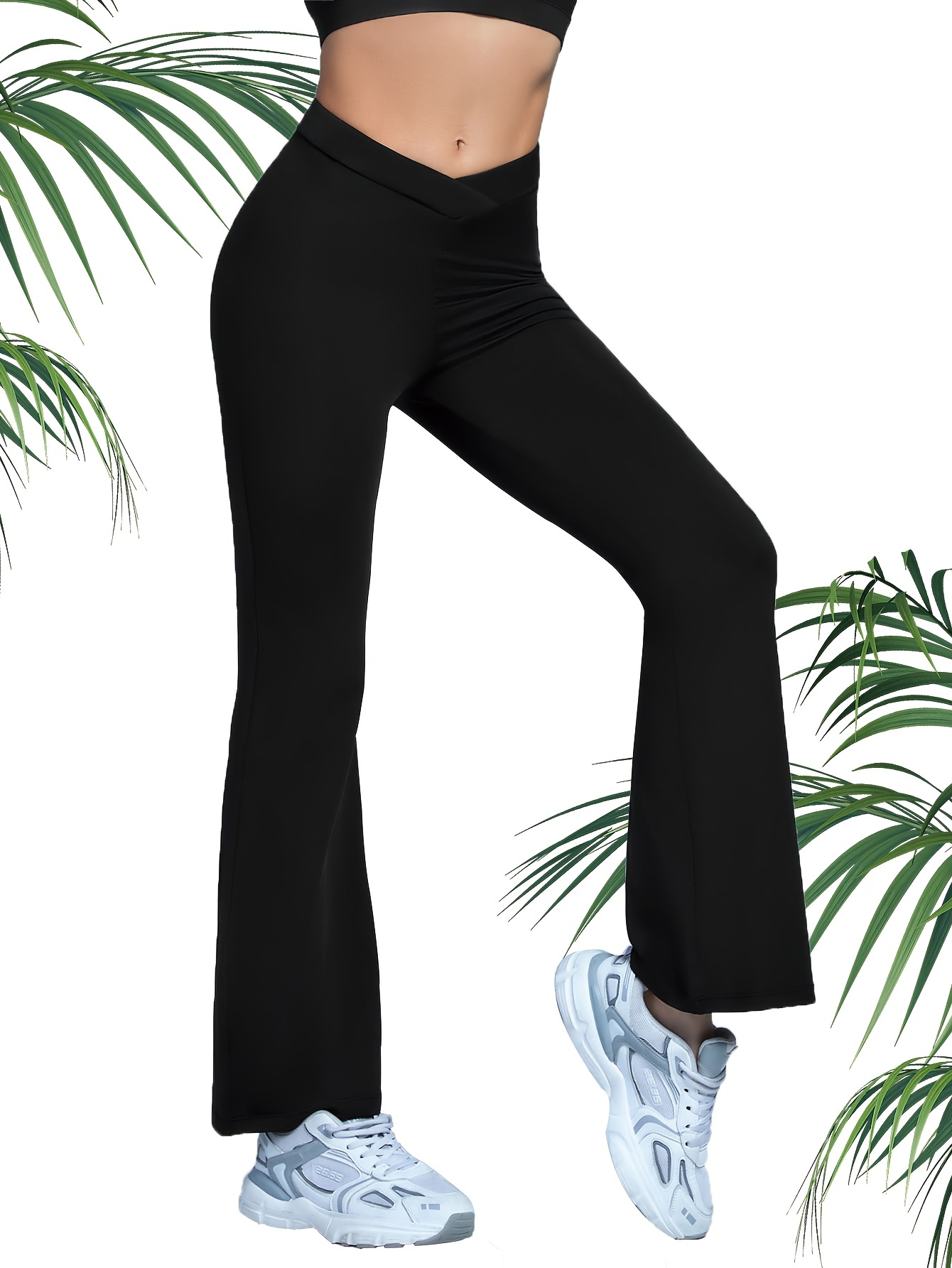 Women Bootcut Yoga Pants Pockets Solid Color High Waisted - Temu