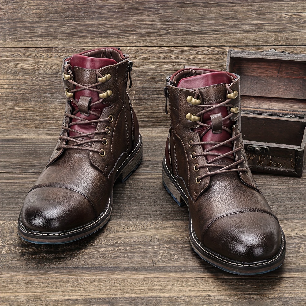 Men's Vintage Genuine Leather Lace Up Boots  Mens leather boots, Leather  lace up boots, Mens boots fashion