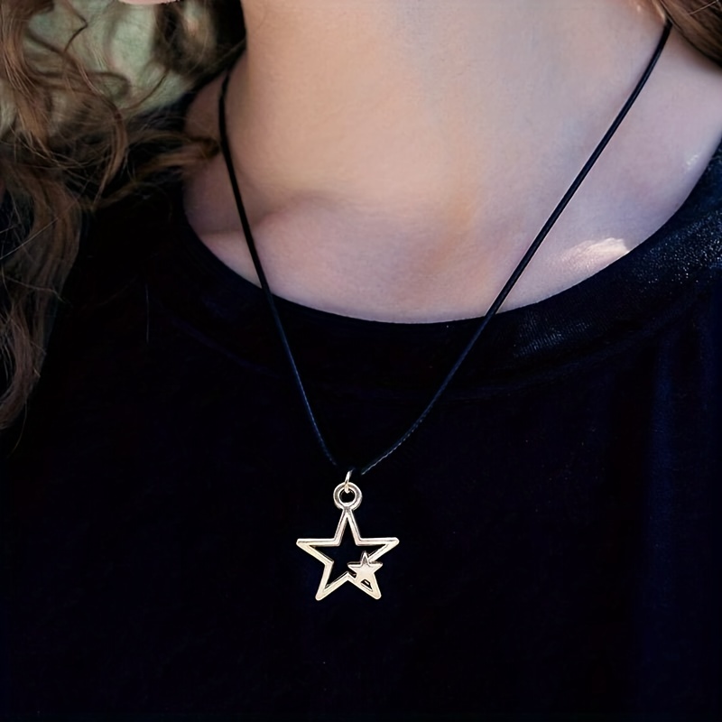 Vintage Gothic Star Pendant Adjustable Size Necklace, Silver Color Neck  Jewelry Unisex Accessories For Women - Temu Austria