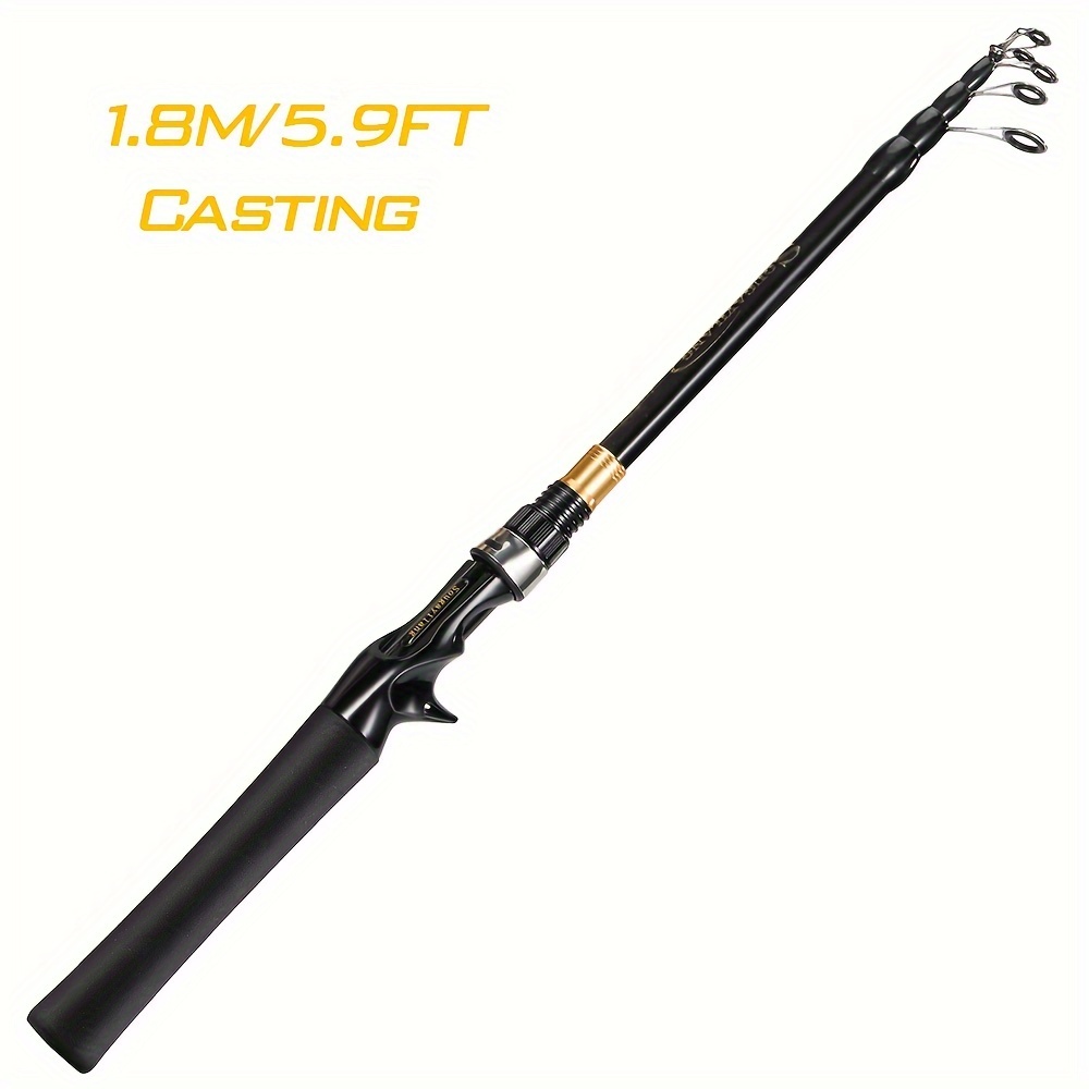 Fishing Rod, Telescopic Fishing Pole, Carbon Fiber Fishing Rod for Travel  Saltwater Freshwater Fishing, 1.8m 