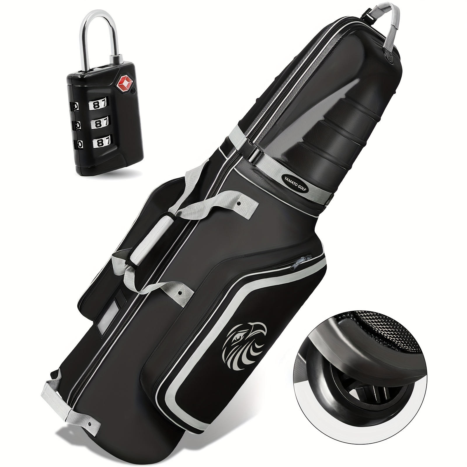 ヤマトゴルフトラベルバッグ、ゴルフクラブや航空会社用のABSハードシェルゴルフケース、ホイールとTSAフリー認定ロック付きゴルフ荷物バッグ