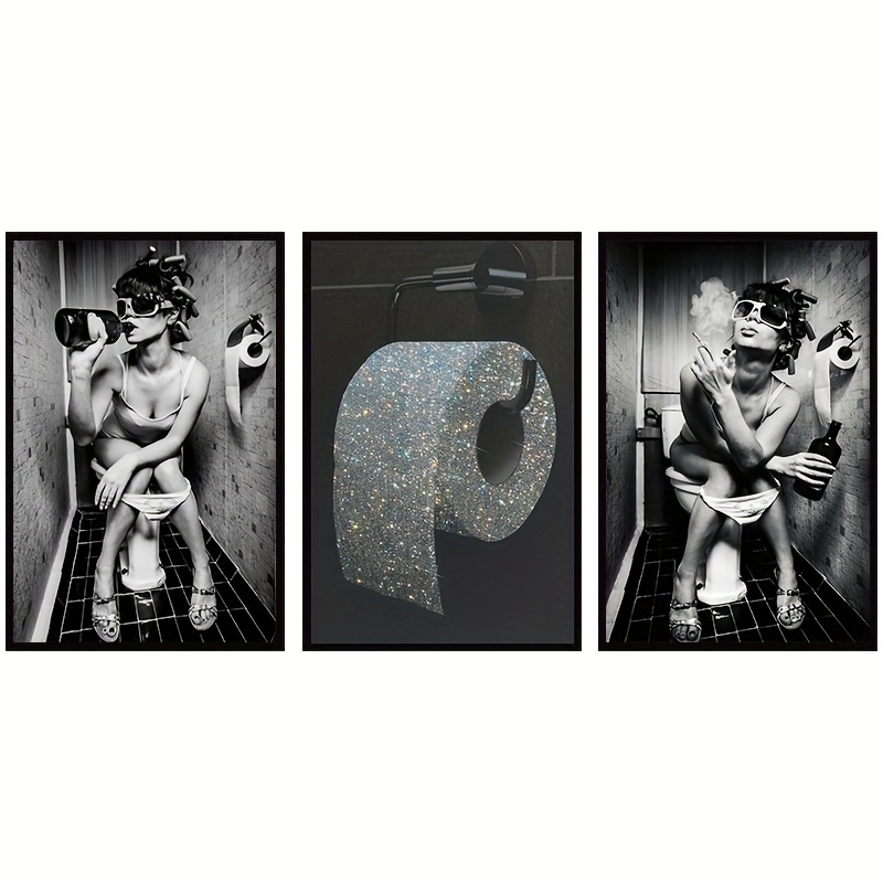 Drinking Sexy Fashion Woman Bling Toilet Roll Paper Wall Arts Bar Bathroom  Decor