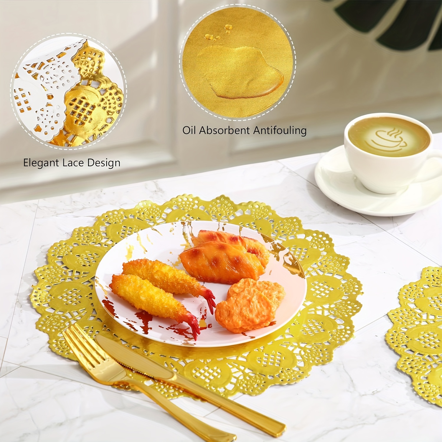 Golden Paper Lace Doilies Round Paper Placemats Doily - Temu
