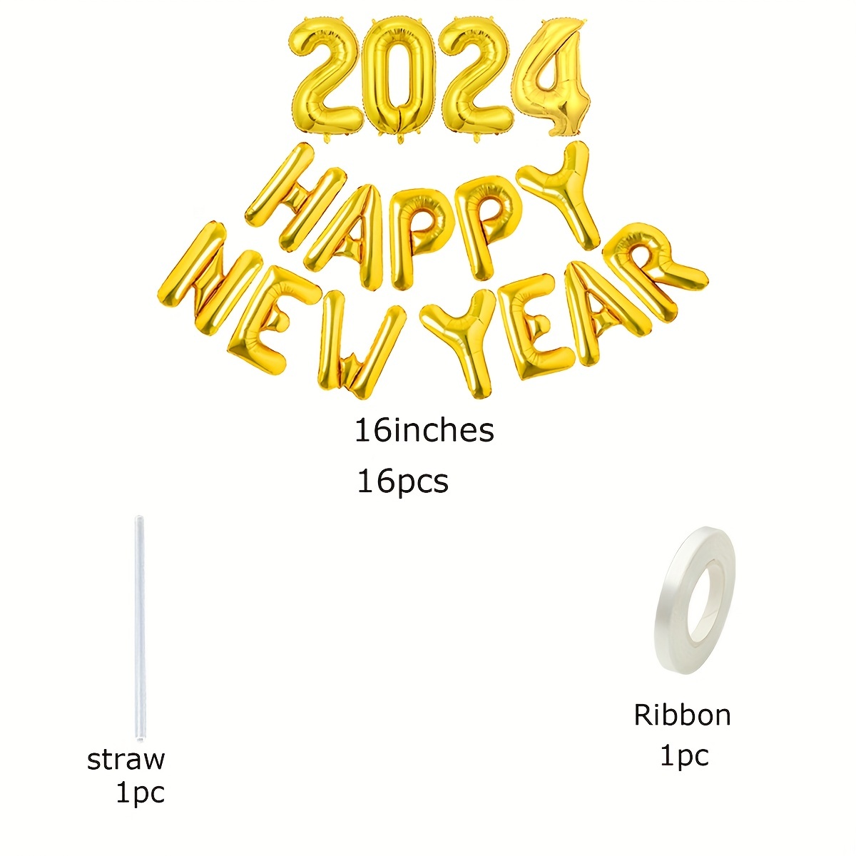 Fashion New Year 2024 Number Foil Balloon Happy Holiday Party Decorations