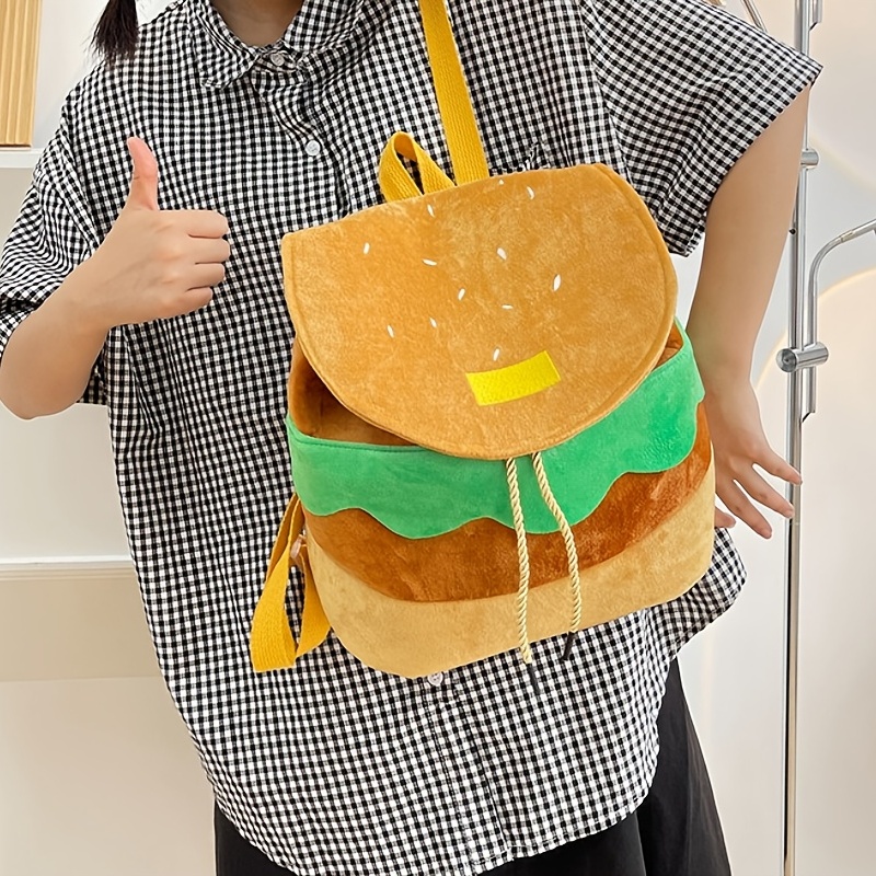 Fluffy Hamburger Backpack Purse Drawstring Bag
