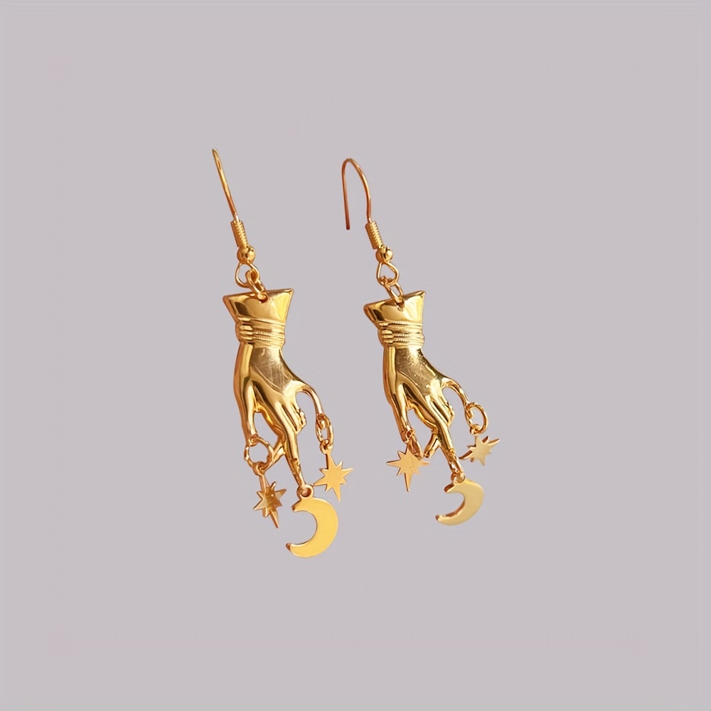 Boho Moon & Star Pendant Earrings Gothic Party Gift Men