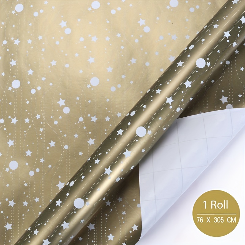 Pastel Coloured Wrapping Paper Rolls, With Gold Silver Star, Hearts & Polka  Dot 
