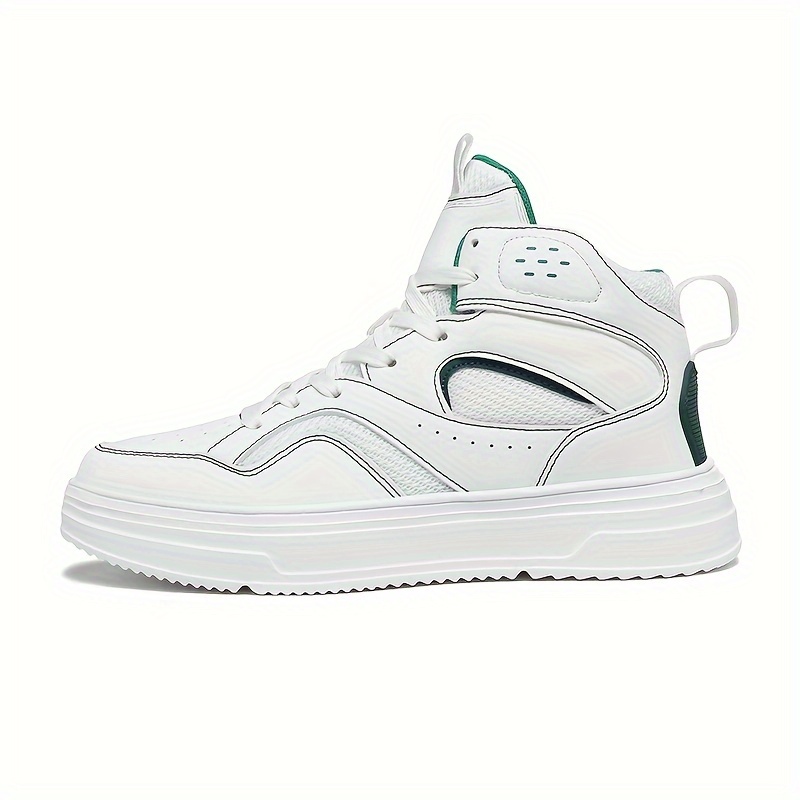Plus Size Men's Trendy Solid/Colour Block High Top Skate Shoes, Comfy Non Slip Casual Soft Sole Sneakers For Men's Outdoor Activities