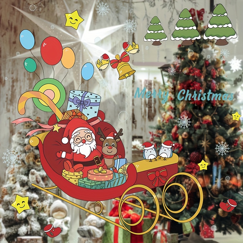 Waterproof Christmas Tree Design Snowflake Sticker Glass - Temu