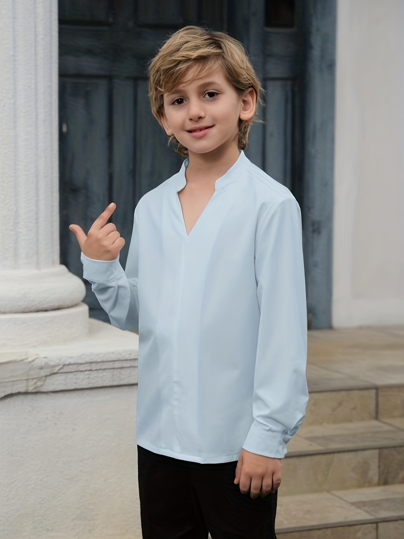 Boys Long Sleeves Shirt Preppy Style For Spring And Summer Kids Clothes