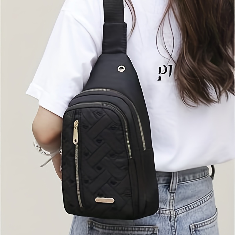 Love Embroidered Nylon Chest Bag, Stylish And Simple Outdoor Travel Messenger  Bag - Temu